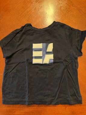 Emporio Armani Black Baby Tee with Silver Eyelet Detail
